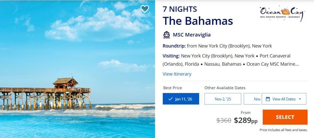 MSC Meraviglia Deal Alert