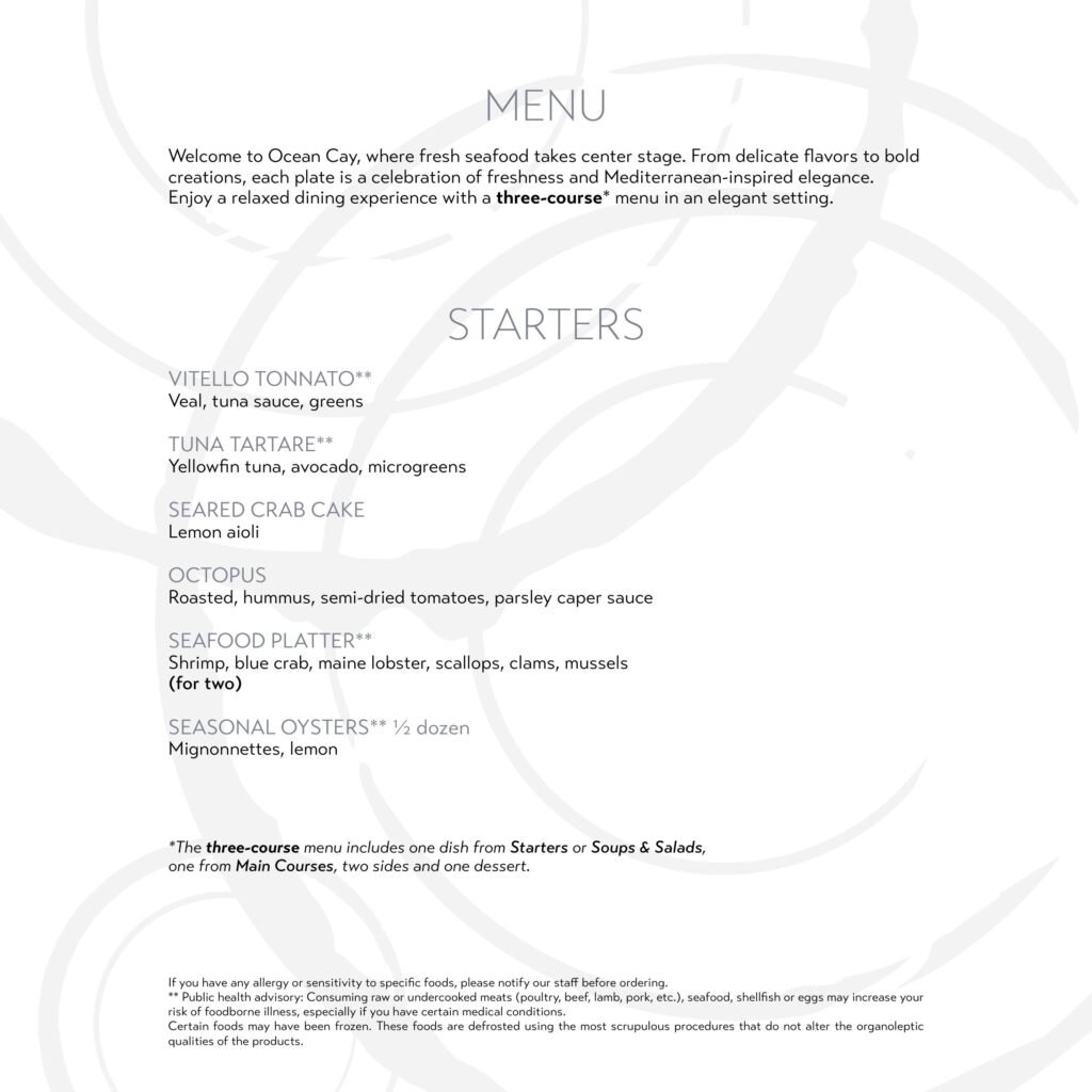 Ocean Cay Menu Page 2
