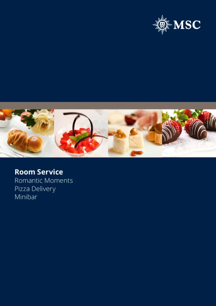 MSC Room Service Menu Page 1