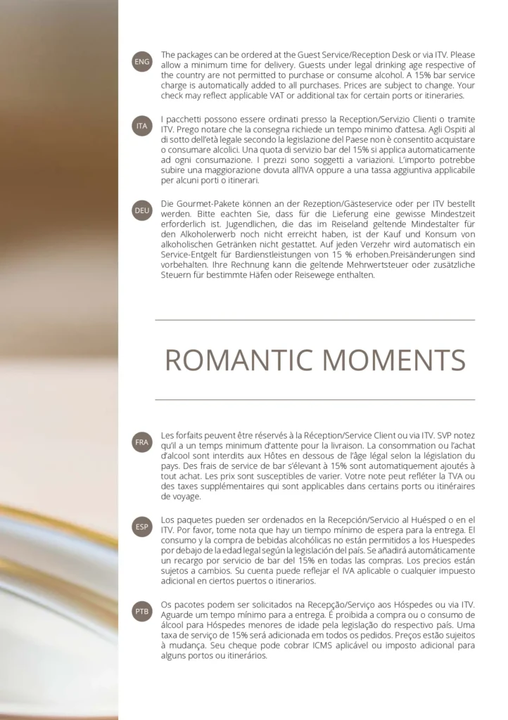 MSC Room Service Menu Page 11