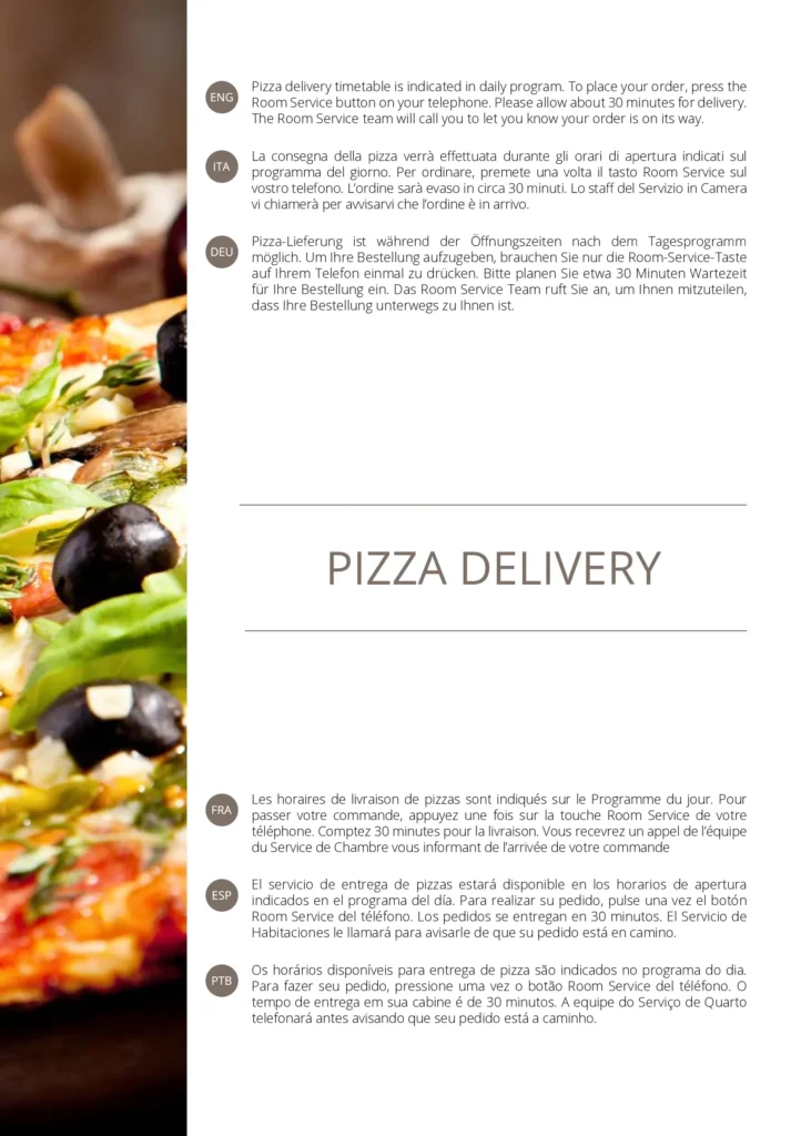 MSC Room Service Menu Page 17