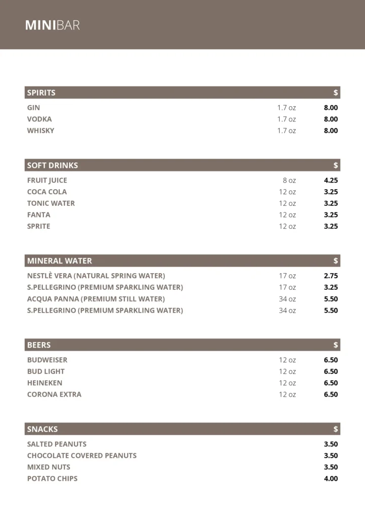 MSC Room Service Menu Page 26
