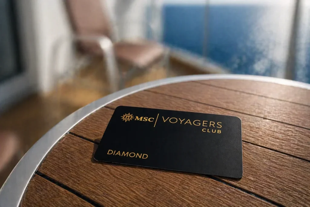 MSC Keycard sitting on balcony table