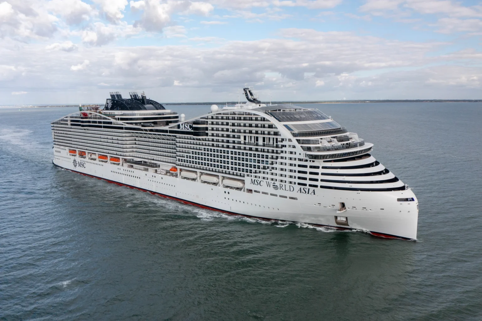 MSC World Asia during final sea trials before its December 2026 Mediterranean debut