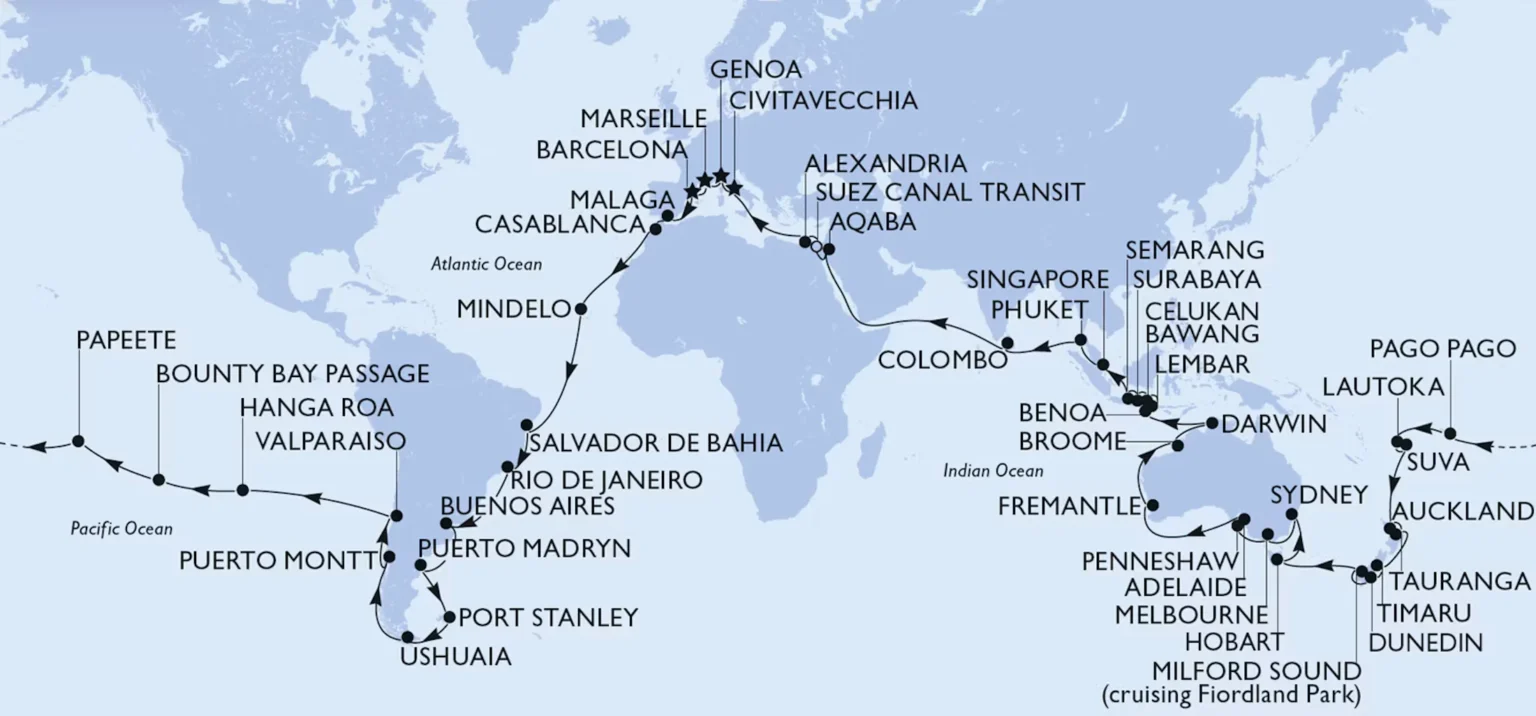 MSC Cruises Opens Bookings for 119-Night 2029 World Cruise on MSC Magnifica 2029 MSC World Cruise