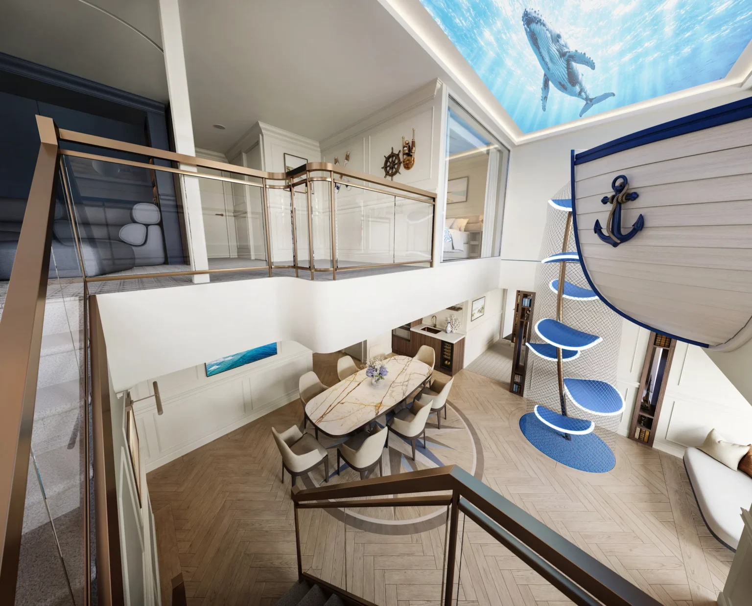 MSC World Atlantic Will Debut a Two-Story Grand Hamptons Villa in 2027 MSC World Atlantic Grand Hamptons Balcony